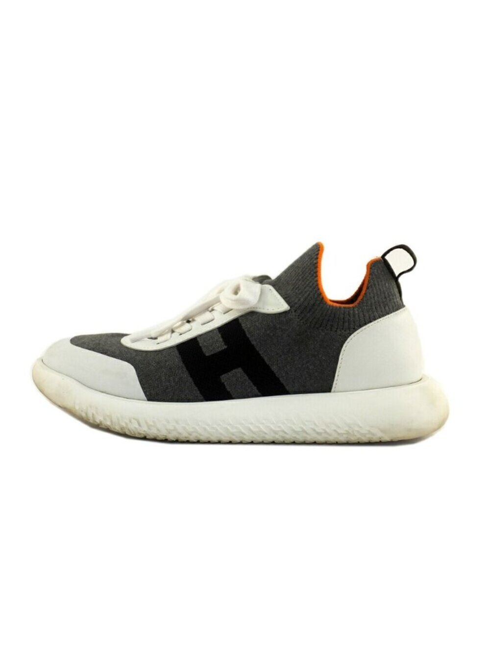 Hermes Crew Sneakers Knit Gray White H Logo Shoes